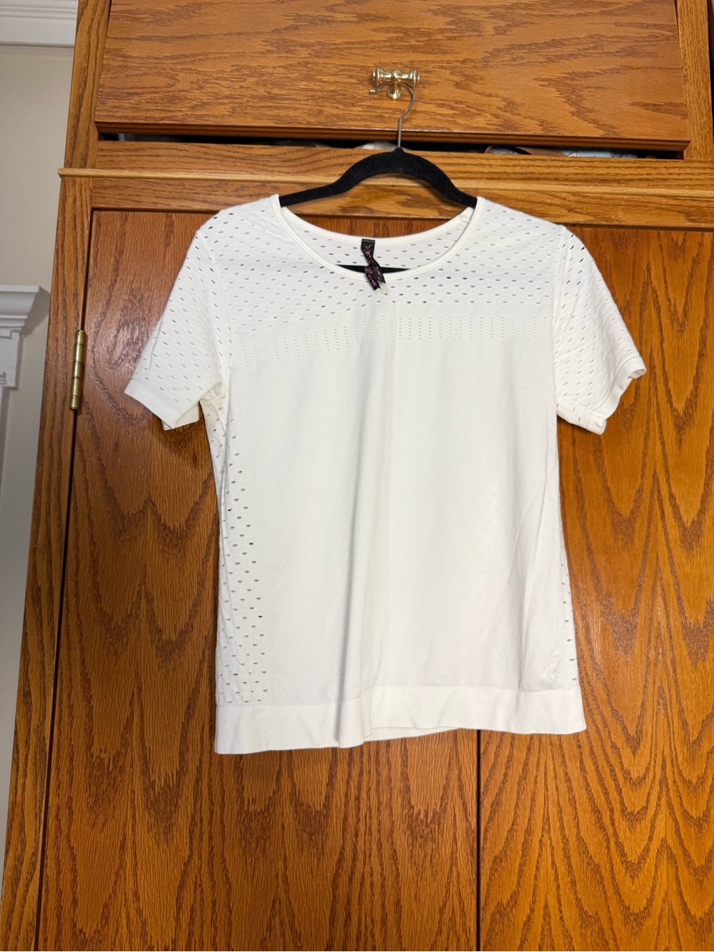 Betsey Johnson White Short Sleeve Tee with Eyelet Detail
